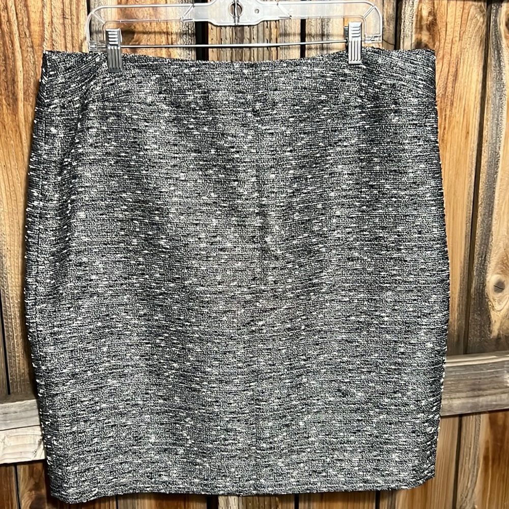 9 & Co. Suit Separates skirt black white silver metallic lined 16 FIRM on PRICE
